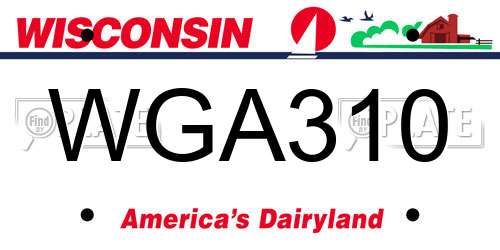 WGA310 Wisconsin License Plate