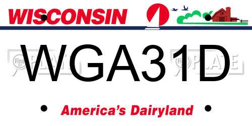 WGA31D Wisconsin License Plate