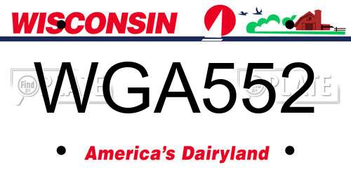 WGA552 Wisconsin License Plate