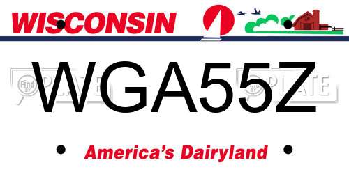 WGA55Z Wisconsin License Plate