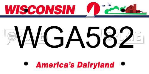 WGA582 Wisconsin License Plate