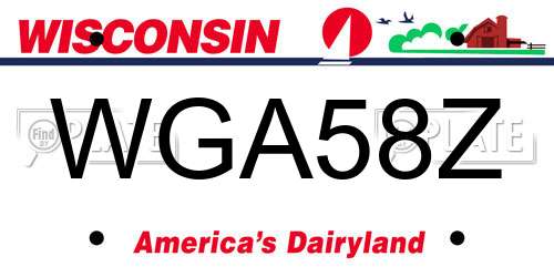 WGA58Z Wisconsin License Plate