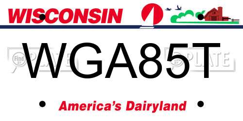 WGA85T Wisconsin License Plate