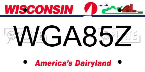 WGA85Z Wisconsin License Plate