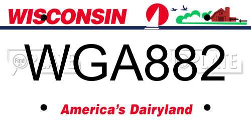 WGA882 Wisconsin License Plate