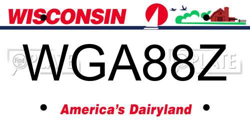 WGA88Z Wisconsin License Plate