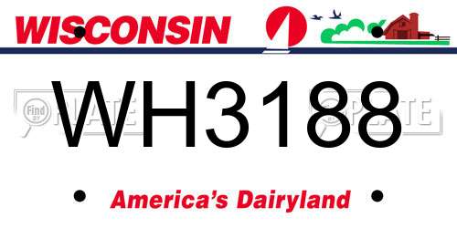 WH3188 Wisconsin License Plate
