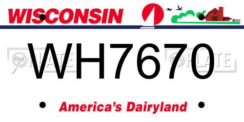 WH7670 Wisconsin License Plate