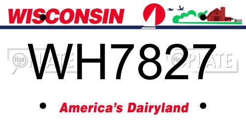 WH7827 Wisconsin License Plate