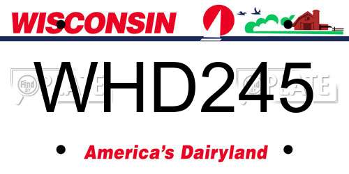 WHD245 Wisconsin License Plate