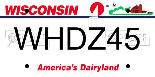 WHDZ45 Wisconsin License Plate