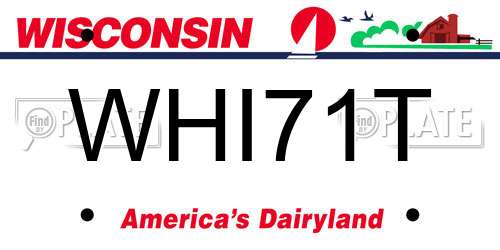 WHI71T Wisconsin License Plate