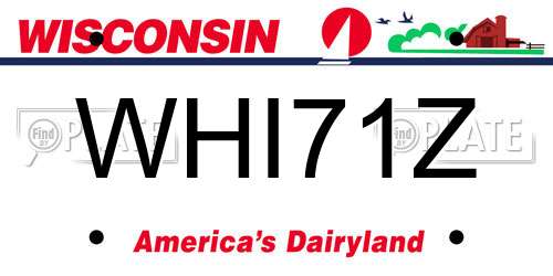 WHI71Z Wisconsin License Plate