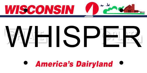 WHISPER Wisconsin License Plate