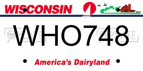 WHO748 Wisconsin License Plate
