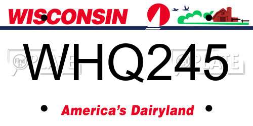 WHQ245 Wisconsin License Plate