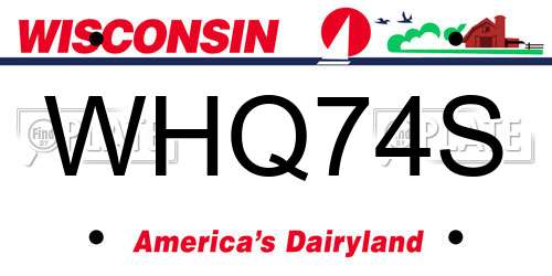 WHQ74S Wisconsin License Plate