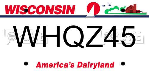 WHQZ45 Wisconsin License Plate