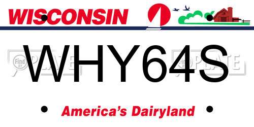 WHY64S Wisconsin License Plate