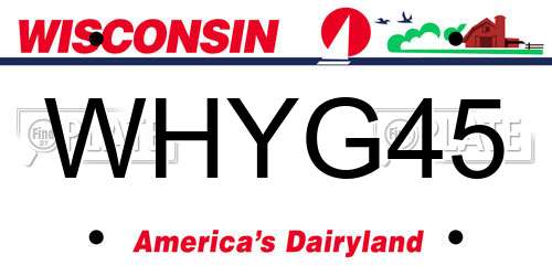 WHYG45 Wisconsin License Plate