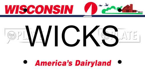 WICKS Wisconsin License Plate