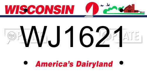 WJ1621 Wisconsin License Plate