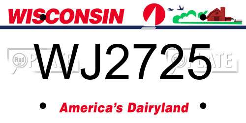 WJ2725 Wisconsin License Plate