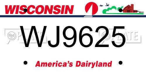 WJ9625 Wisconsin License Plate
