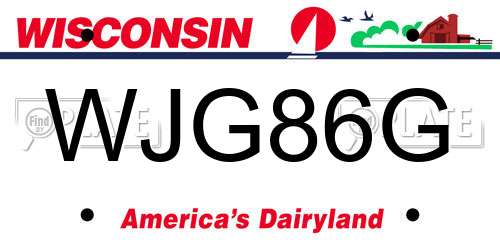 WJG86G Wisconsin License Plate