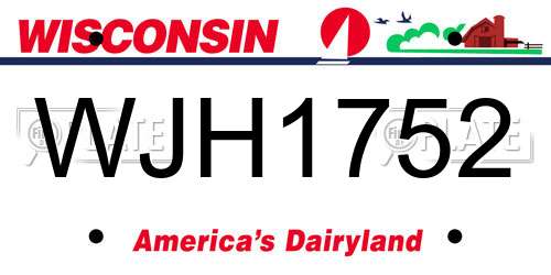 WJH1752 Wisconsin License Plate
