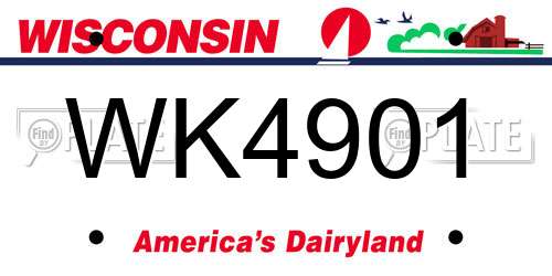 WK4901 Wisconsin License Plate