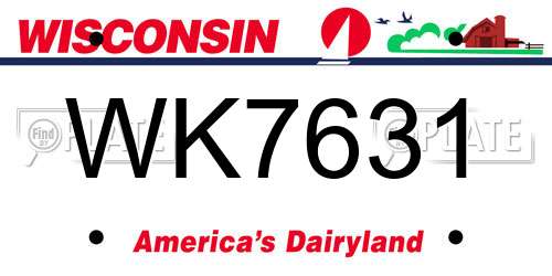 WK7631 Wisconsin License Plate