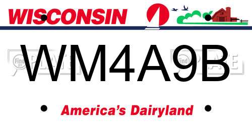 WM4A9B Wisconsin License Plate
