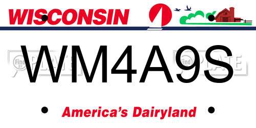WM4A9S Wisconsin License Plate