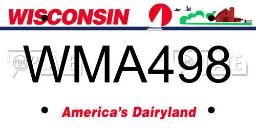 WMA498 Wisconsin License Plate
