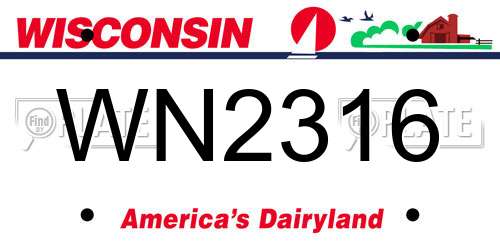 WN2316 Wisconsin License Plate