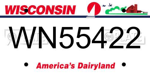 WN55422 Wisconsin License Plate