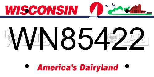 WN85422 Wisconsin License Plate