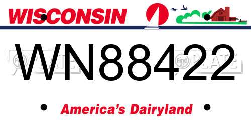 WN88422 Wisconsin License Plate