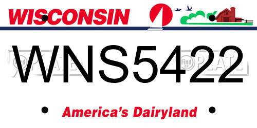 WNS5422 Wisconsin License Plate