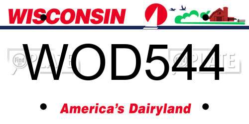 WOD544 Wisconsin License Plate