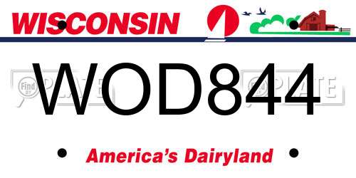 WOD844 Wisconsin License Plate