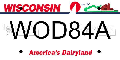 WOD84A Wisconsin License Plate