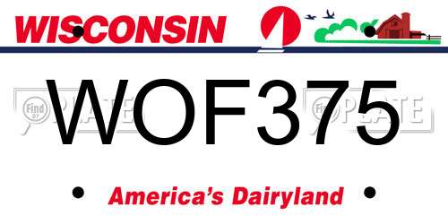 WOF375 Wisconsin License Plate