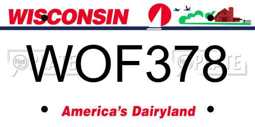 WOF378 Wisconsin License Plate