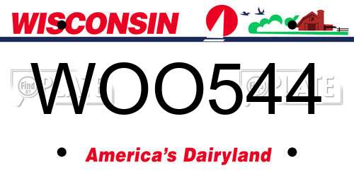 WOO544 Wisconsin License Plate