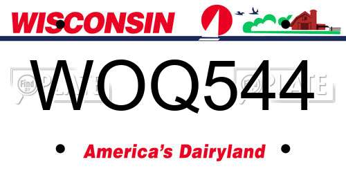 WOQ544 Wisconsin License Plate