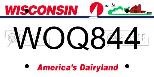 WOQ844 Wisconsin License Plate