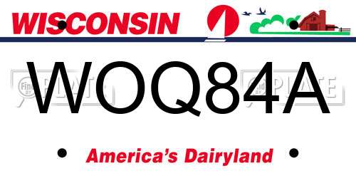 WOQ84A Wisconsin License Plate