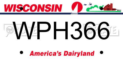 WPH366 Wisconsin License Plate